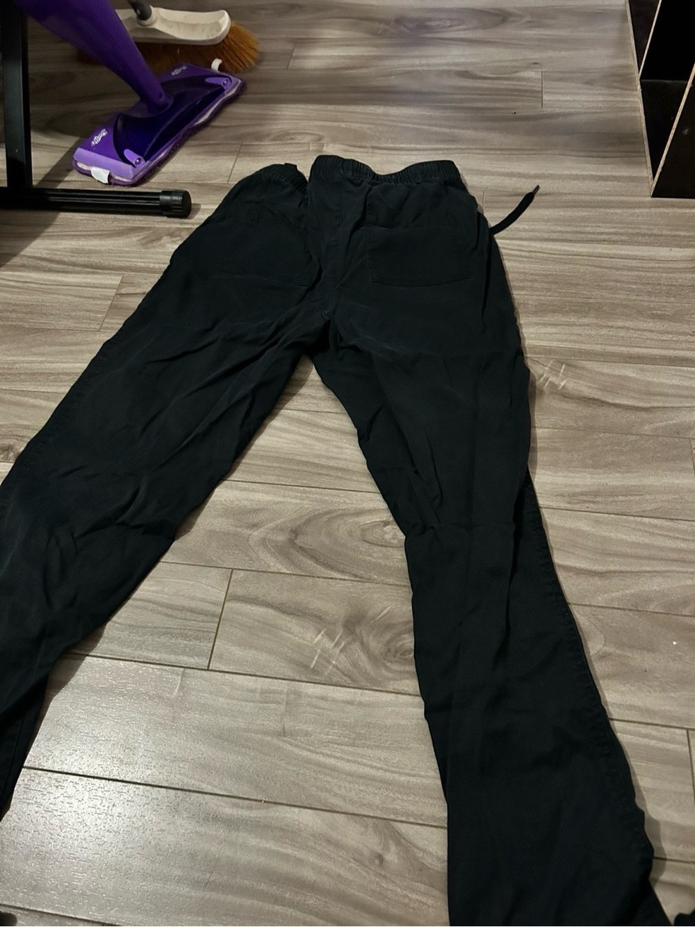 Womens Black Elastic Waist Casual Cargo Style Pants